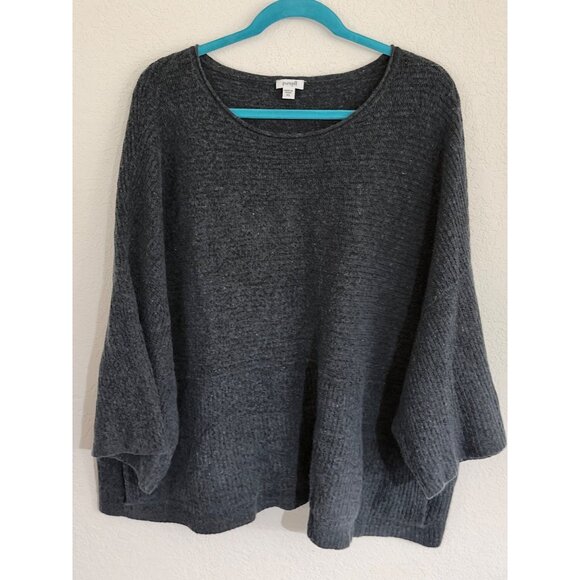 Pure Jill Wool Blend Knit Poncho Sweater XL Gray Pockets Oversized Boxy Relaxed - Picture 1 of 9